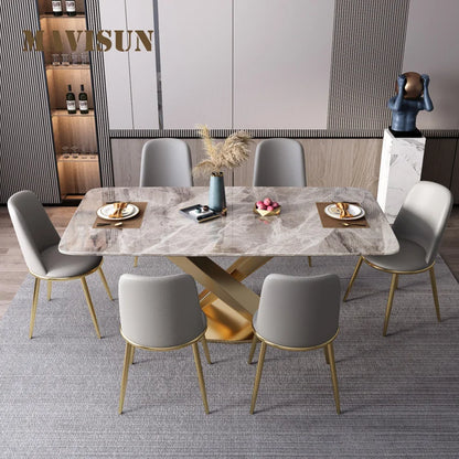 New Luxury Nordic Glossy Marble Dining Table For 6 People Creative Large And Small Family Mesa Plegable Home Furniture FGM