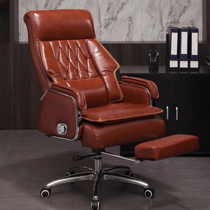 Luxury Genuine Leather Executive Office Chair Massage Business Desk Gaming Pc Chair Bedroom Silla Gemer Office Furniture AA