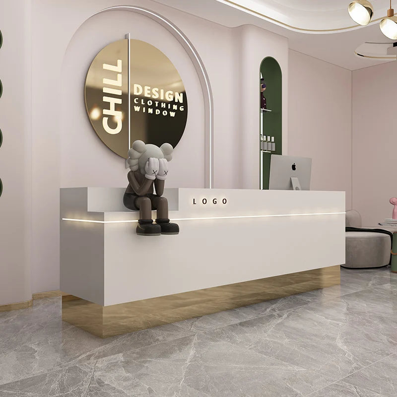 Shop Reception Counter Desk L Shaped Reception Desk Nail Salon Luxury Office Parental Advisory Comptoir De Caisse Bar Furniture