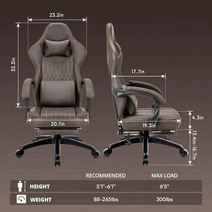 Office Chair Breathable PU Leather Gamer Chair With Pocket Spring Cushion, Ergonomic Computer Chair With Massage Lumbar Support,