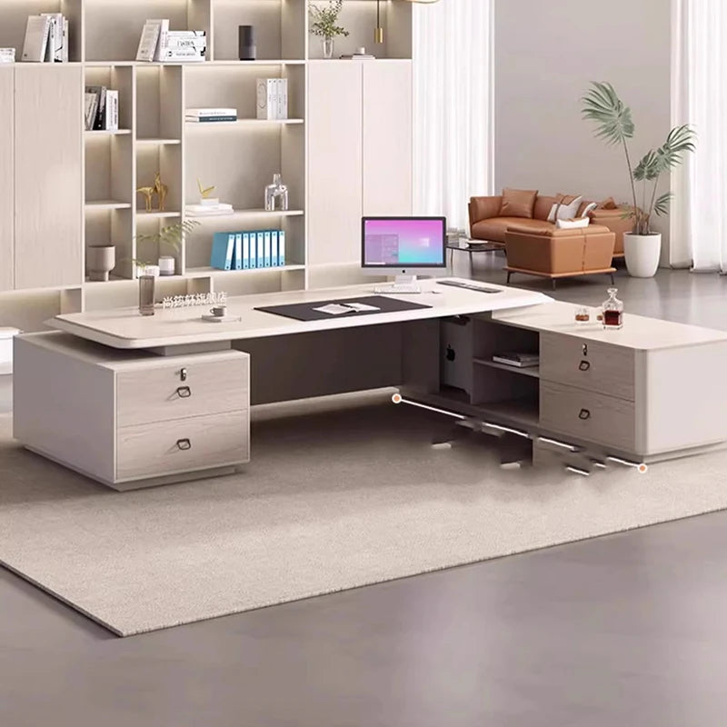 Corner Executive White Work Table Luxury L Shape Desktop Office Desk Computer Meeting Tavolo Scrivania Ufficio Office Furniture