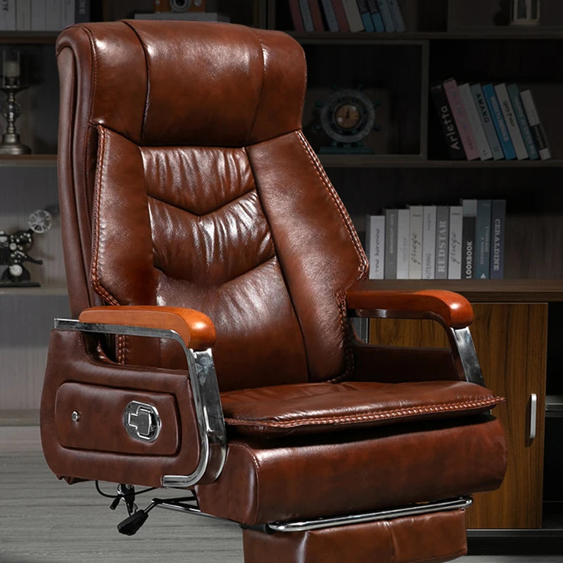 Ergonomic Home Office Chair Genuine Leather Cushion Boss Massage Modern Office Chair Recliner Chaises Furniture