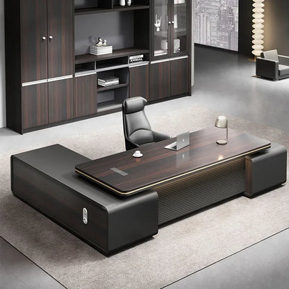 Corner Storage Office Desk Standing Drawers European Floor Computer Desks Black Wood Escritorios De Ordenador Modern Furniture