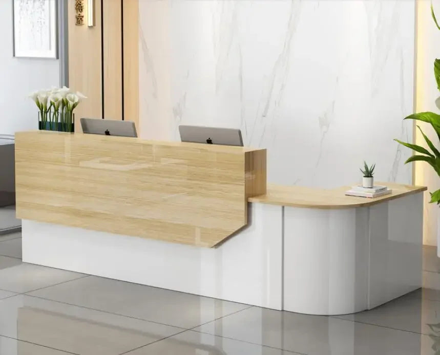 Company reception desk, cashier desk, curved bar counter, training institution, beauty salon, clothing store, simple and modern