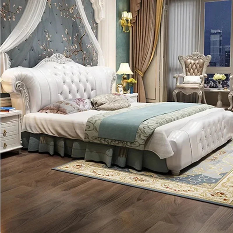 Wood Bedrooms Modern Bed Queen Size Master Salon Queen Bed Luxury Frame Leather Camas De Matrimonio Dormitorio Home Furniture