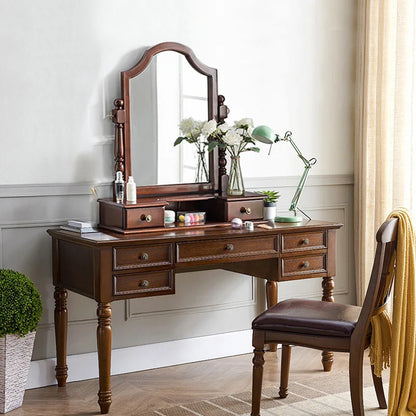 Design Bedroom Dressing Table Handles Mirror Brown Modern Mirror Makeup Table Drawer Wood Luxury Pentiadeira Home Furniture