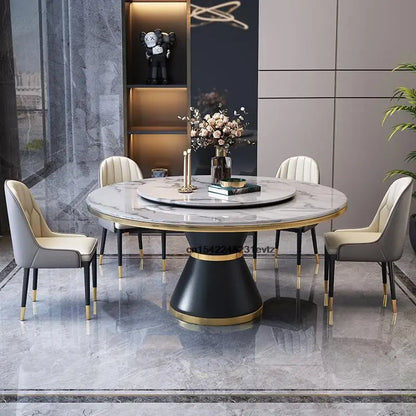 Rock Dinner Table Round Table Modern Light Luxury Dining Room Furniture Set Home Furniture Kitchen Table