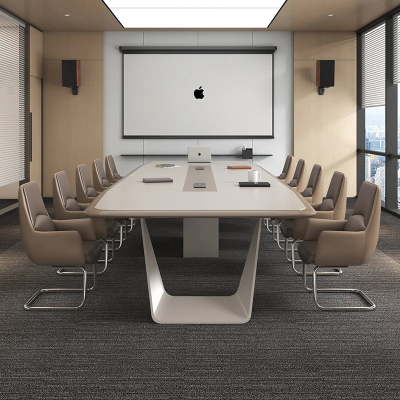 Large painted conference table,  minimalist modern office workbench,  room negotiation reception