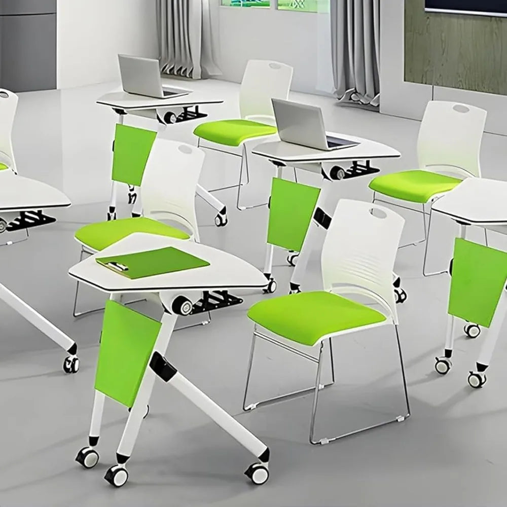 Folding conference room table, mobile training table with wheels, folding round conference table for office conference classroom