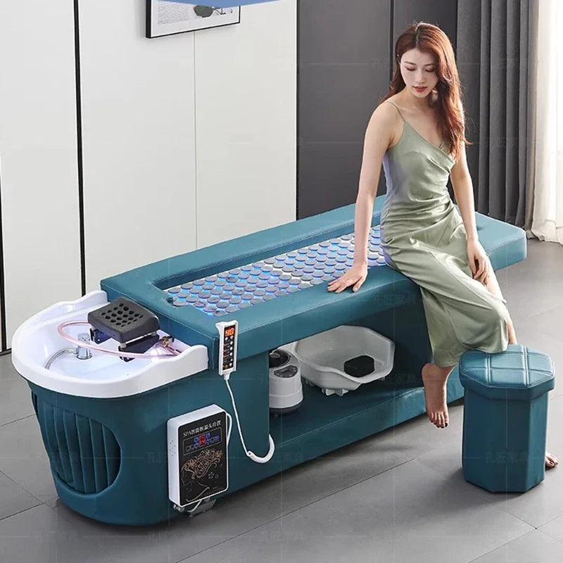 Comfort Shampoo Bed Wash Hair Moxibustion Luxury Water Circulation Head Hair Therapy Silla Peluqueria Salon Equipment MQ50SC