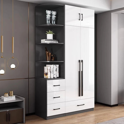 Modern Luxury Wardrobes White Wooden Clothing Rack Free Shipping Wardrobes Apartment Storage Armario De Ropa Furniture Bedroom