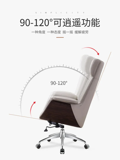 Leather Boss Office Chairs Home Bedroom Backrest Recliner Student Computer Chair Simple Business Executive Swivel Lift Armchair