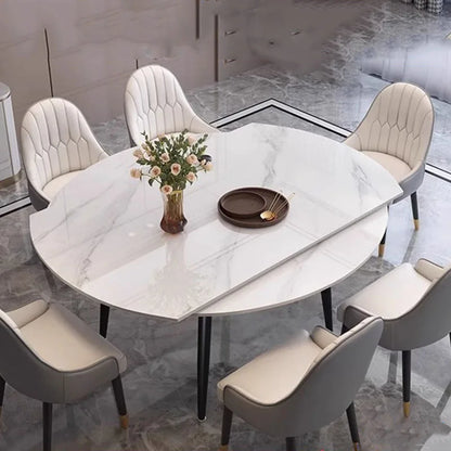 Legs Metal Modern Dining Table Luxury 4 Chairs White Center Dining Table Folding Round Mesa Dobravel Portatil Home Furniture