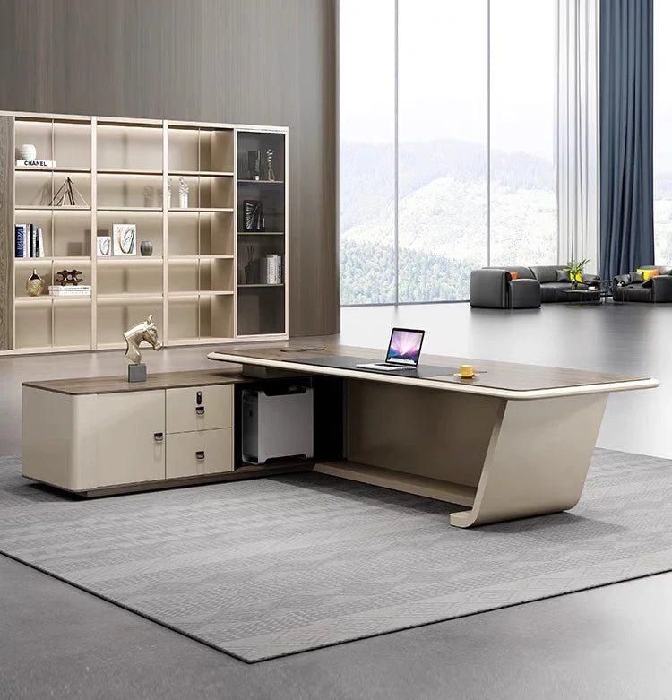 New Wood Company Commercial Office Furniture Set Luxury Executive Computer Table Modern Design Manager CEO Office Desk