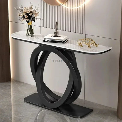 Luxurious Slate Console Tables Italian Semicircular Iron Entrance Cabinet Table Home Furniture Creative Corridor End View Desk T