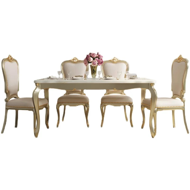 American luxury dining table European restaurant Rectangular high-end luxury dining table and chair combination