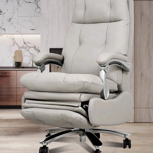 Leather Lazy Office Chair Throne Swivel Study Ergonomic Massage Full Body Office Chair Desk Executive Muebles Trendy Furniture