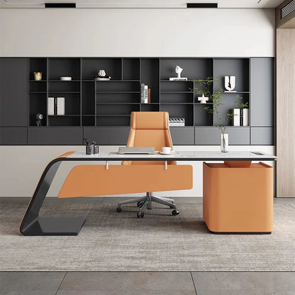 Executive L Shape Office Desk Computer Storage Modern Drawers Work Table Workbench Luxury Tavolo Scrivania Ufficio Furniture