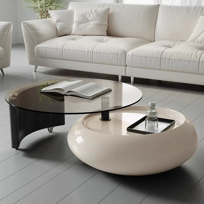 Japanese Luxury Coffee Table Minimalist Round Glas Designer Coffee Table Modern Mobile Mesa Auxiliar Living Room Table Furniture