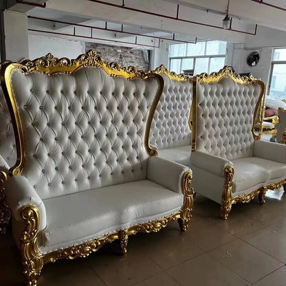 Guangzhou China golden high back antique pedicure royal wedding sofa sets BRIDal sofa king throne chair rental