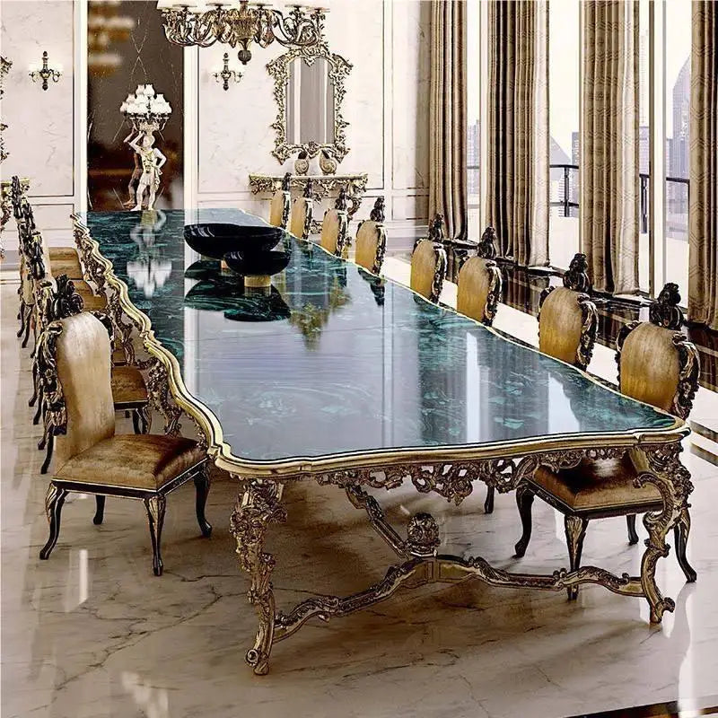 European dining table dining chair solid wood carved French villa palace restaurant dining table and chair custom furniture