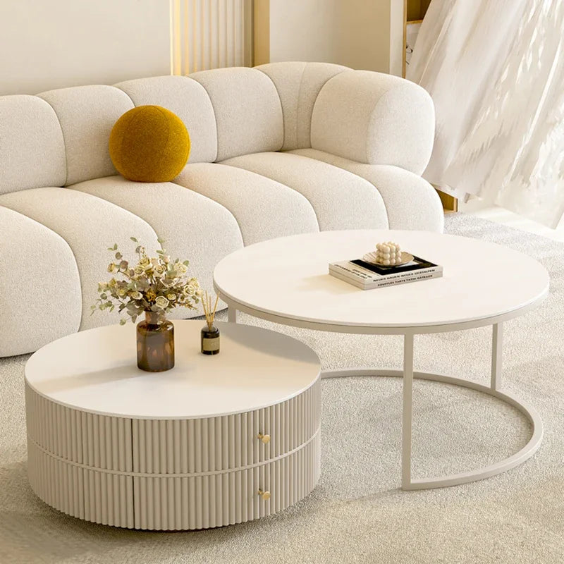 Oval Coffee Table Center White Round Console Modern Table Side Living Room Accent Muebles Para El Hogar Home Decorations