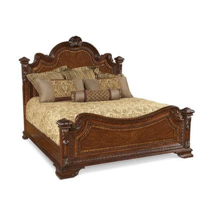 Rustic Royal European Double Bed Headboard Wood Full Size Luxury Bed Frame Platform Sleeping Cama De Casal Home Furniture