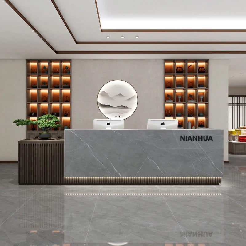 Beauty Salon Reception Desks Office Podium Church Luxury Futuristic Reception Desks Lectern Bancone Reception Office Furniture