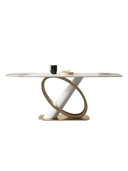 Luxury high-end bright rock plate table chair combination modern simple designer small family rectangular dining table