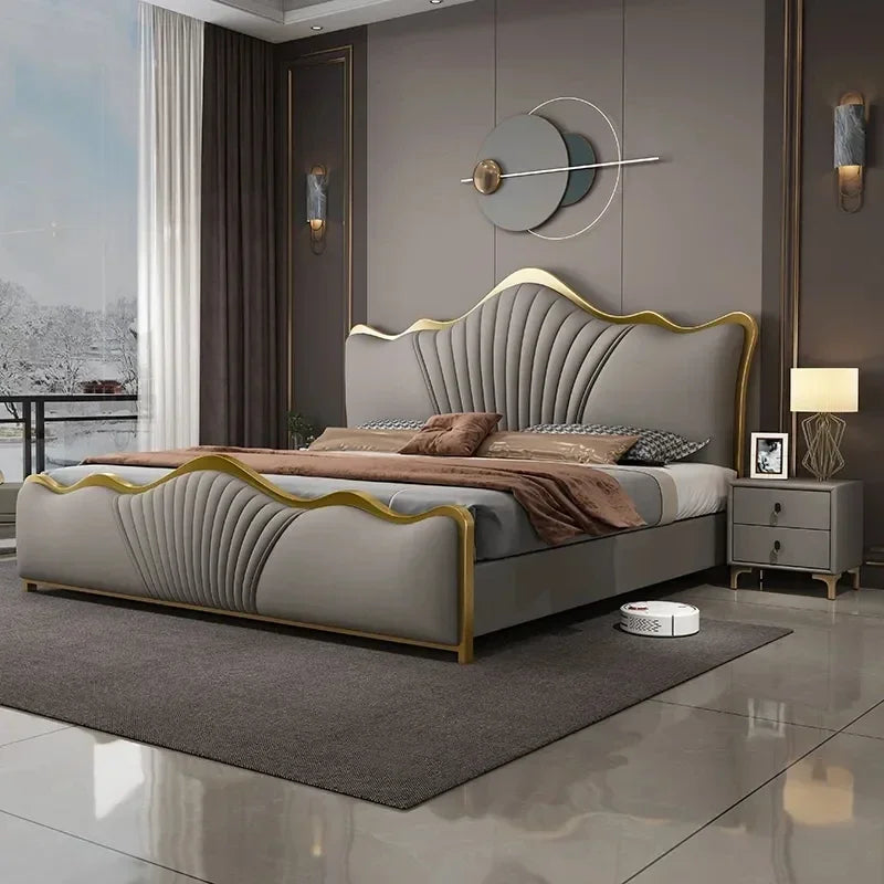 Modern Luxury Bed Queen Double Whitr Wood Headboard Frame Double Bed Boys Sleeping Cama Matrimonio Furniture For Bedroom