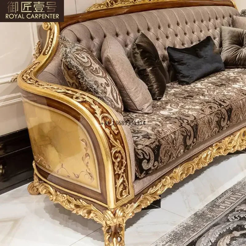 European fabric sofa luxury large villa living room furniture Turkish series customization