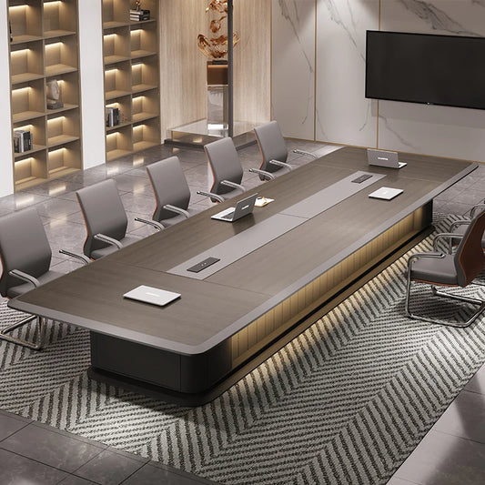 Large office conference table Long table Modern conference room negotiation table High-end light luxury lacquered furniture