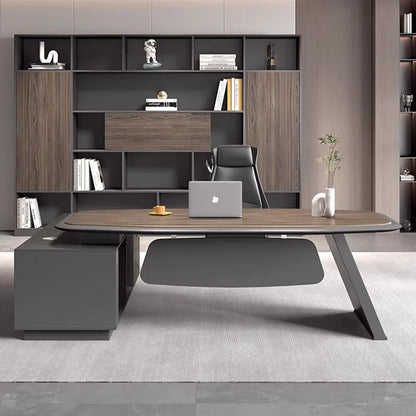 Setup Dark Office Desk Storage Executive Organizers Standing Computer Desks Luxury Floor Mesa De Computador Modern Furniture