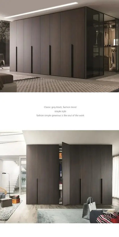 Professional Wholesale Luxury Classic Grey-Black Simple Design Wooden  Wardrobe