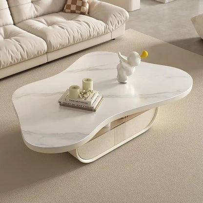 Italian Light Luxury Living Room Coffee Table Cream Coffee Table Simple Modern Cloud Shaped Rock Plate Small Coffee Table New