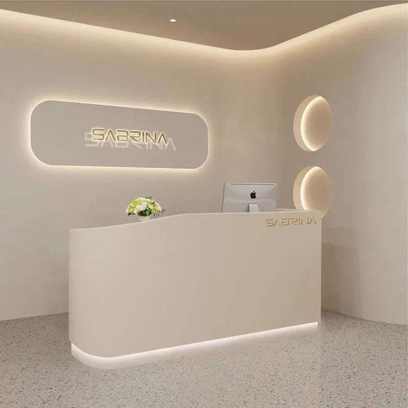 Stock Mobile Luxury Reception Desk Store Supermarket Simple Shop Commercial Reception Desk Modern Bureau Meuble