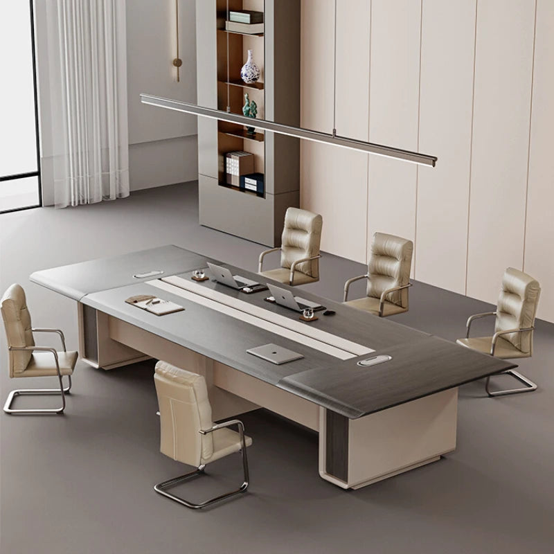 Conference table, long table, simple and modern negotiation, table and chair combination meeting room, large rectangle.