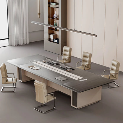 Conference table, long table, simple and modern negotiation, table and chair combination meeting room, large rectangle.