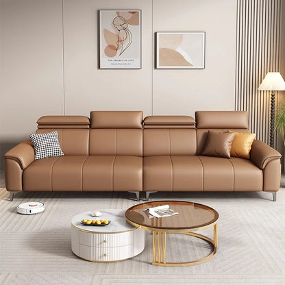 Italian Brown Living Room Sofas Antique Leather Modern Armchair Lazy Sofas Lounges Sleeper Daybed Divano Soggiorno Furniture