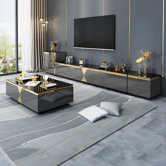 Wooden Luxury Modern Tv Cabinet Floor Gold Black Standing Drawer Cabinet Living Room Meuble Tv Avec Rangement House Furniture