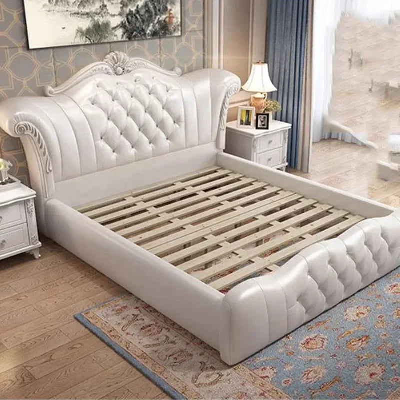 Wood Bedrooms Modern Bed Queen Size Master Salon Queen Bed Luxury Frame Leather Camas De Matrimonio Dormitorio Home Furniture