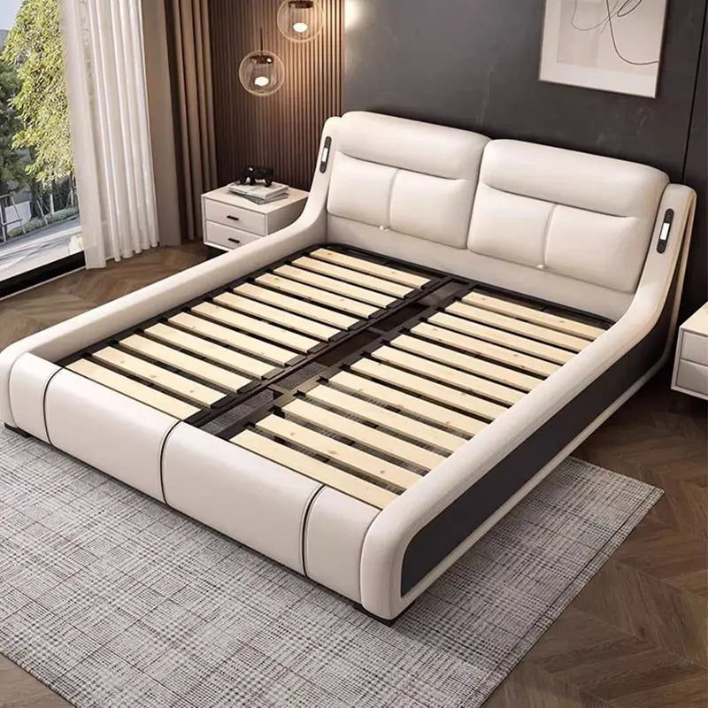 Queen Kids Double Bed Modern Whitr Wood King Size Frame Double Bed Headboard Luxury Camas Matrimonial Furniture For Bedroom