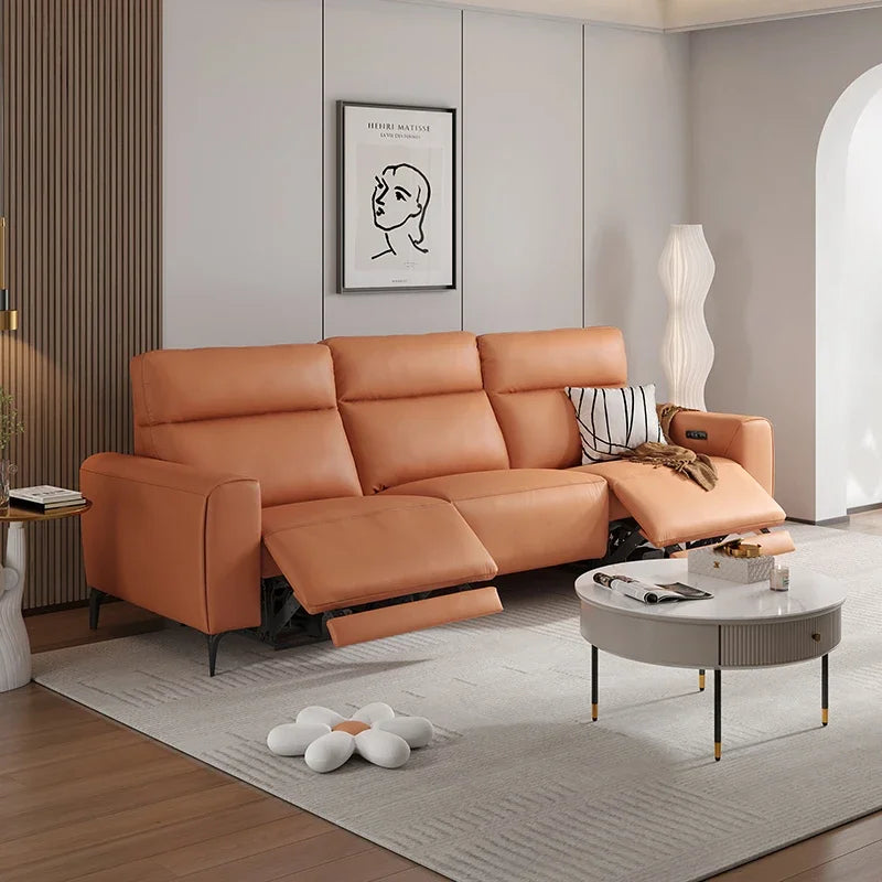 Luxury Reclining Sofas Puffs Leather Couch Electric Reclinable Modular Sleeper Sofa Bed Floor Chaise De Bureaux Salon Furniture