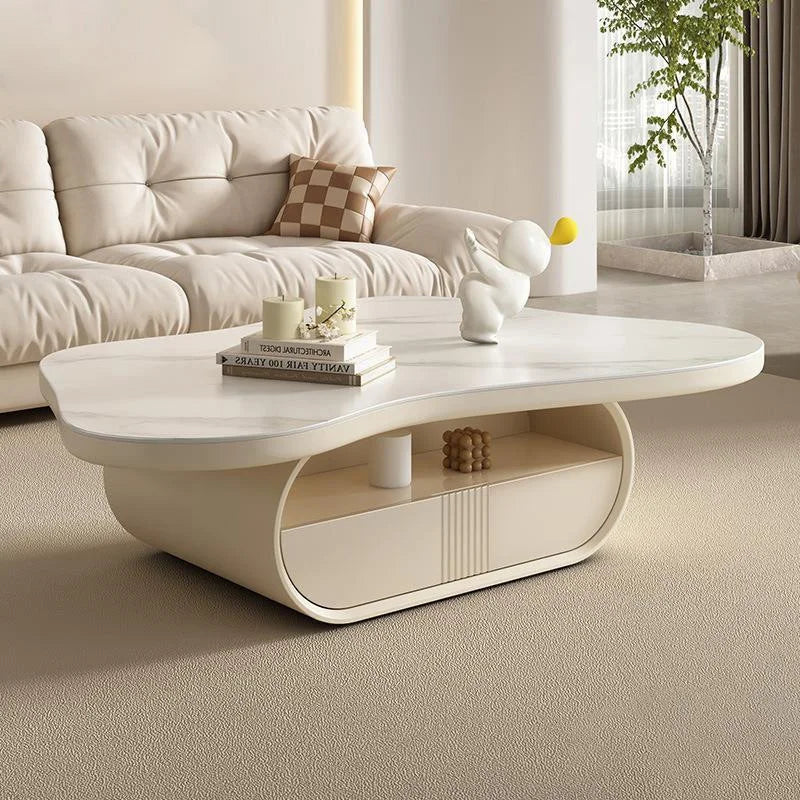 Italian Light Luxury Living Room Coffee Table Cream Coffee Table Simple Modern Cloud Shaped Rock Plate Small Coffee Table New