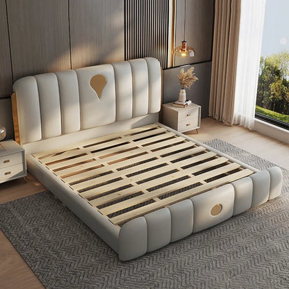 Nordic Aesthetic Marriage Bed Under Storage Modern Wood Double Bed Luxury Multifunctional Cama De Matrimonio Home Furniture