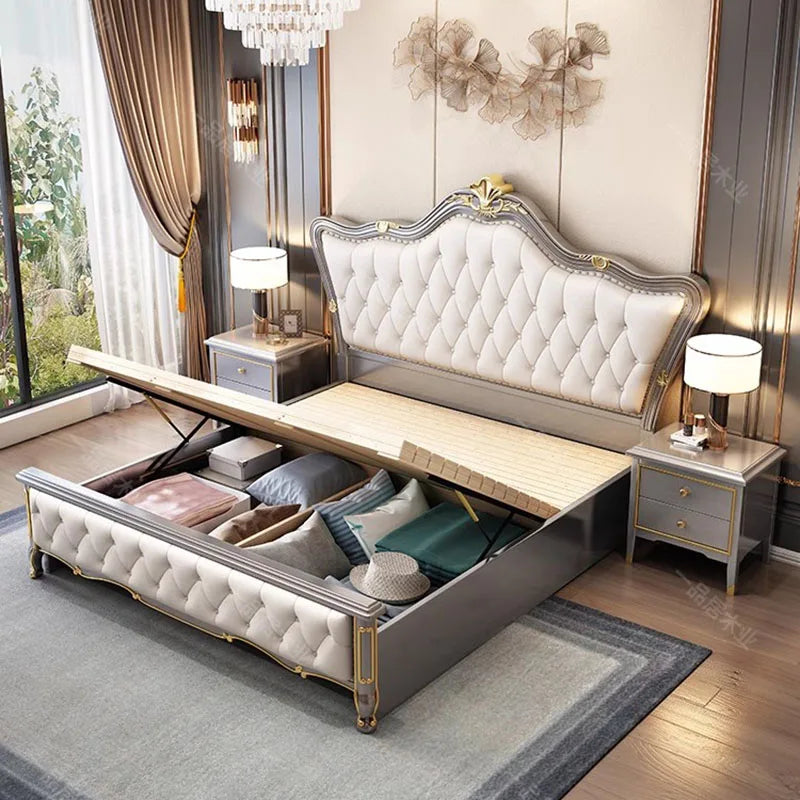 Luxury Double European Bed Designer Waterproof Twin Frame European Style Bed Modern Sleeping Letto Matrimoniale Furniture