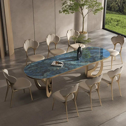 **luxury Kitcjen Dining Table Set 6 People Desk legs metal Marble Dining Table Coffee Multifunctional mesa comedor home furnitur