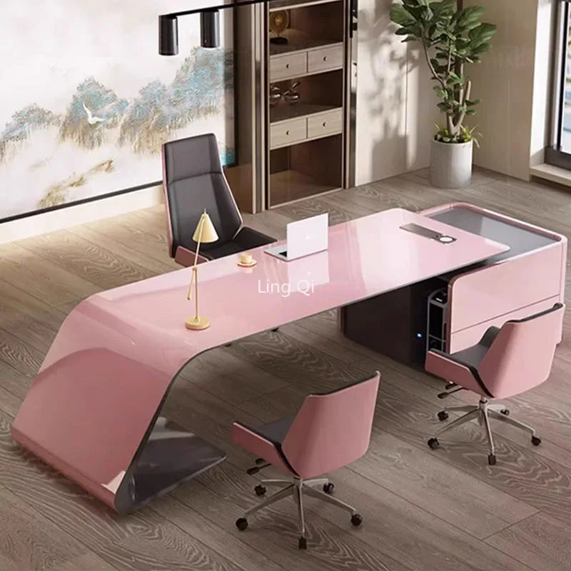 Modern Reception Office Desk Standing L Shaped Boss Executive Computer Desks Storage European Mesa Escritorio Office Furniture