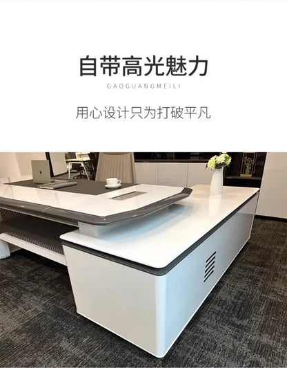 Luxury Paint Boss Desk Modern Minimalist Office Desks President Executive L-shaped Computer Work Mesa Office Furniture KMOD