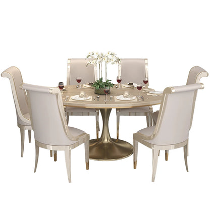 Luxury dining table, solid wood, modern simple dining table and chair combination, family villa, round table for 4 people and 6